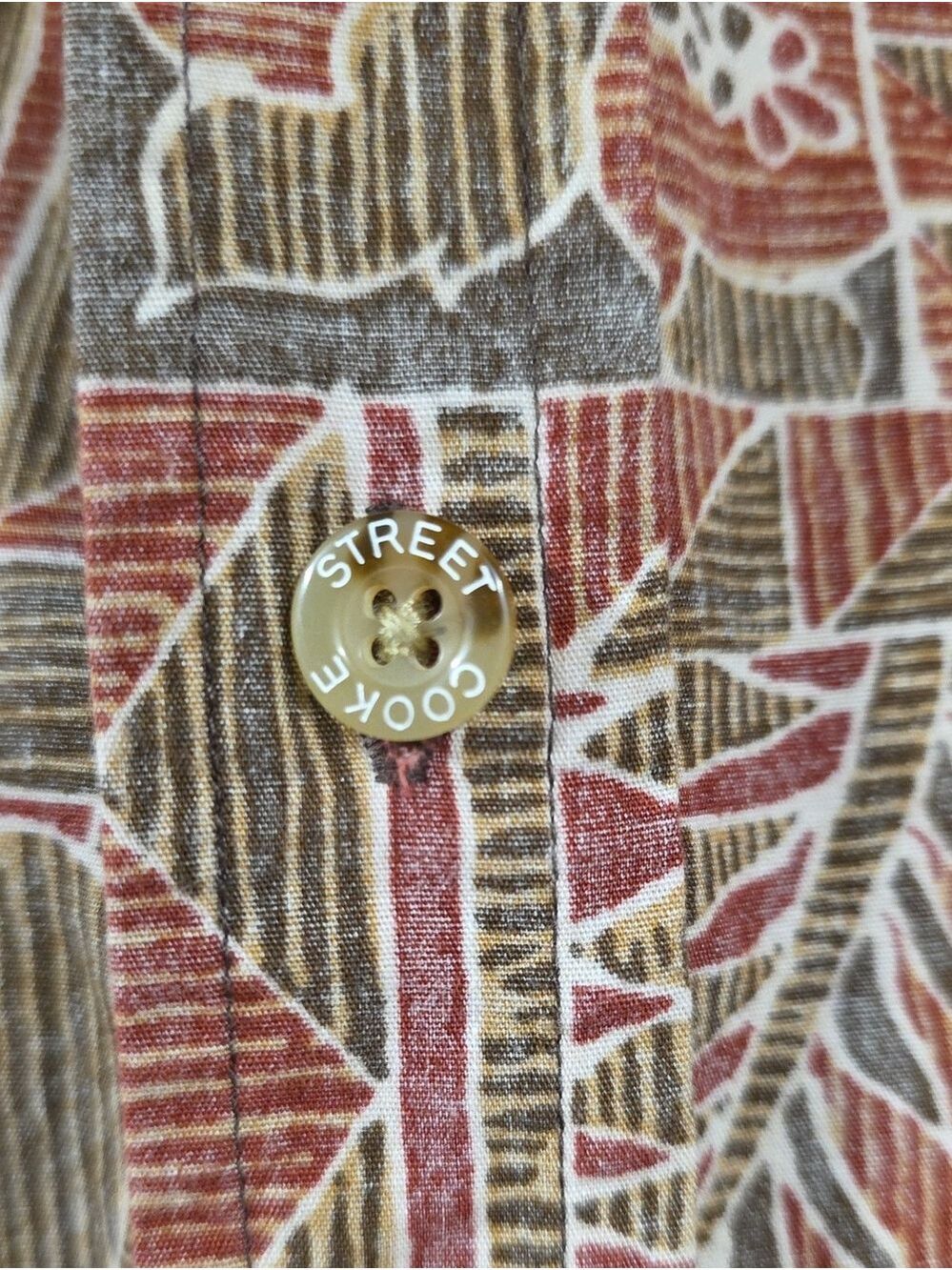 Cooke Street Honolulu Reverse Print Red & Brown Floral Geometric Shirt, Size XL - Picture 4 of 8